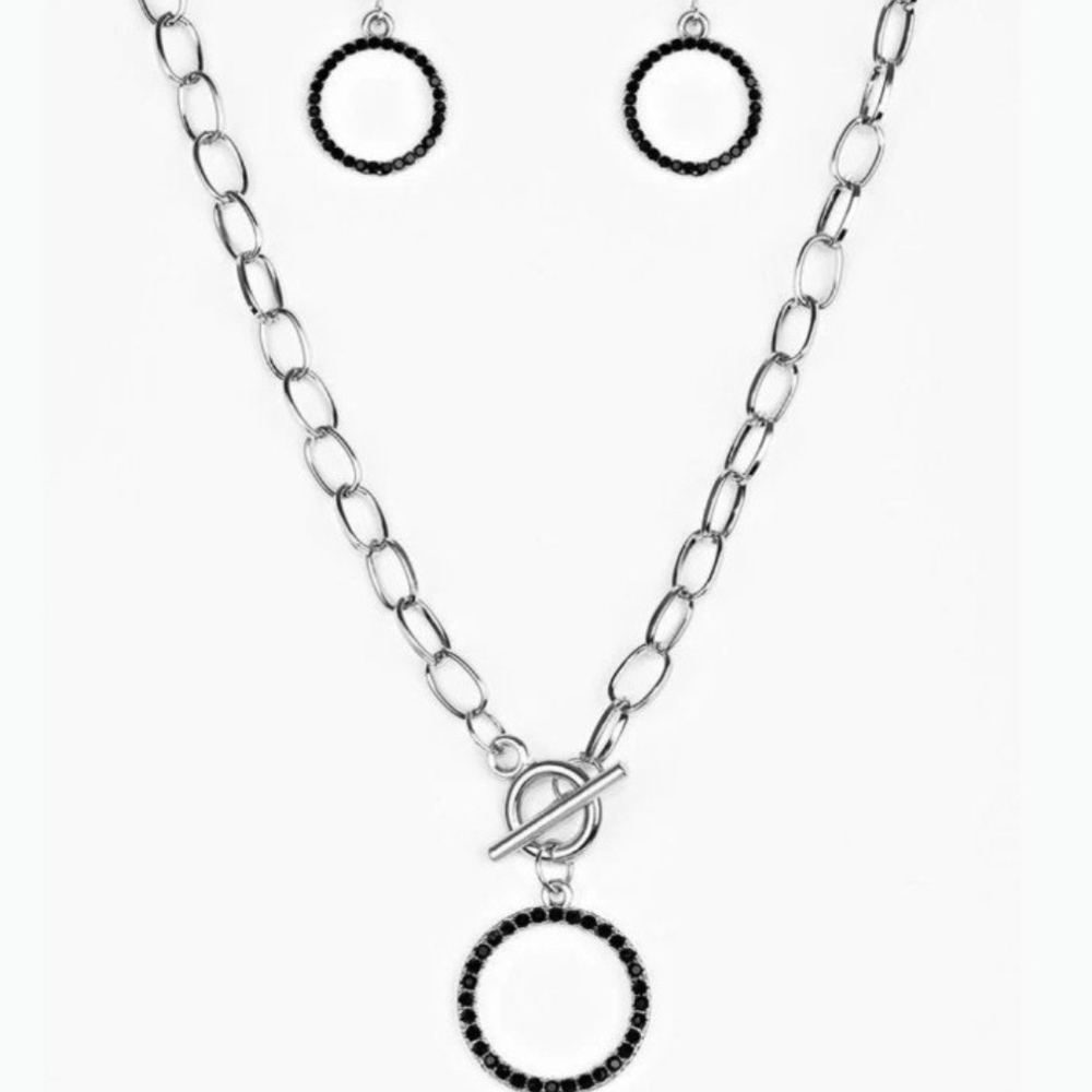Paparazzi Silver Necklace with Black Accents All In Favor Fashion Jewelry